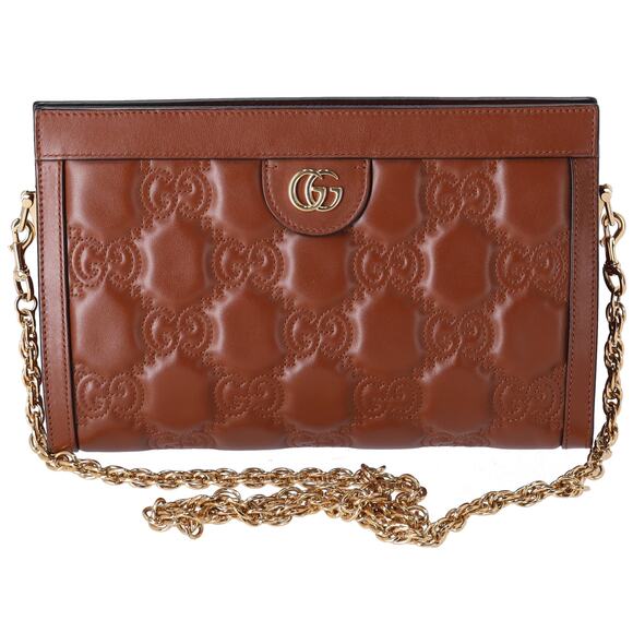 Gucci GG Shoulder Bag GG Matelasse Leather Brown - Picture 1 of 8